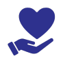 blue icon of a hand holding a heart